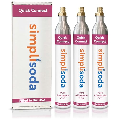 Image of 60L CO2 Canister Cylinders - Compatible with Sodastream Quick Connect Only [Including ART, TERRA ENSO & DUO] - Soda Streaming Machine CO2 Tanks Gas Refill, | 14.5 oz, Set of 3