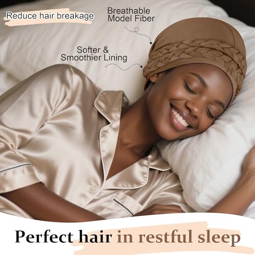 Image of Ababalaya Adjustable Satin Lined Turban for Women Mens Halo Turban Silky Lined Head Wraps for Waves Braids Locs Sleep Cap