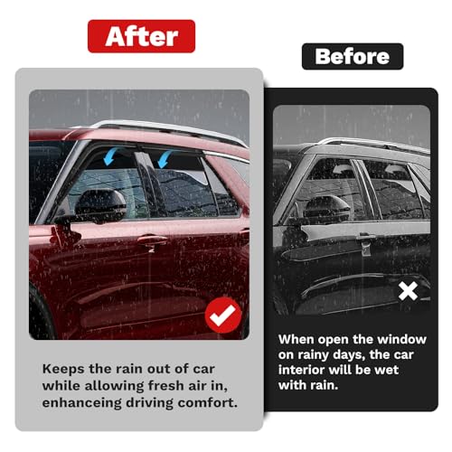 Image of Canvcle Explorer Rain Guards - Window Visors for 2020-2025 2026 Ford Explorer, Outside-Mount Tape-On Side Window Wind Deflectors for Frontier Accessories, Vent Visors Shades Rainproof Black 4PCS