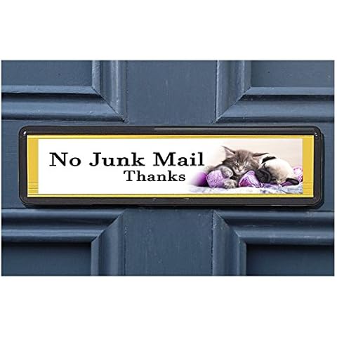 BOGAF UK Cat and Dog Polite No Junk Mail Sign sticker for Letterbox Leaflet Flyers Menus Door Sticker for Home Office Shop (CHOOSE QUANTITY) (1x Cat and Dog Junk Mail Sign) Cover