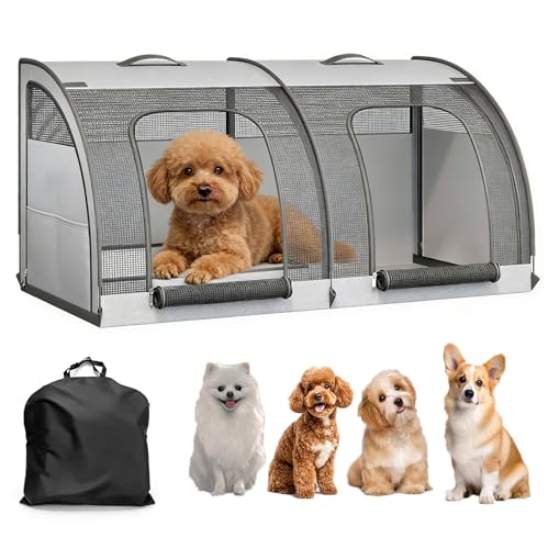 Borsa per cani pieghevole, trasportino per cani di taglia piccola/media, trasportino per gatti a doppia porta, seggiolino auto traspirante e portatile, borsa da viaggio per gatti, 100 x 50 x 50 cm