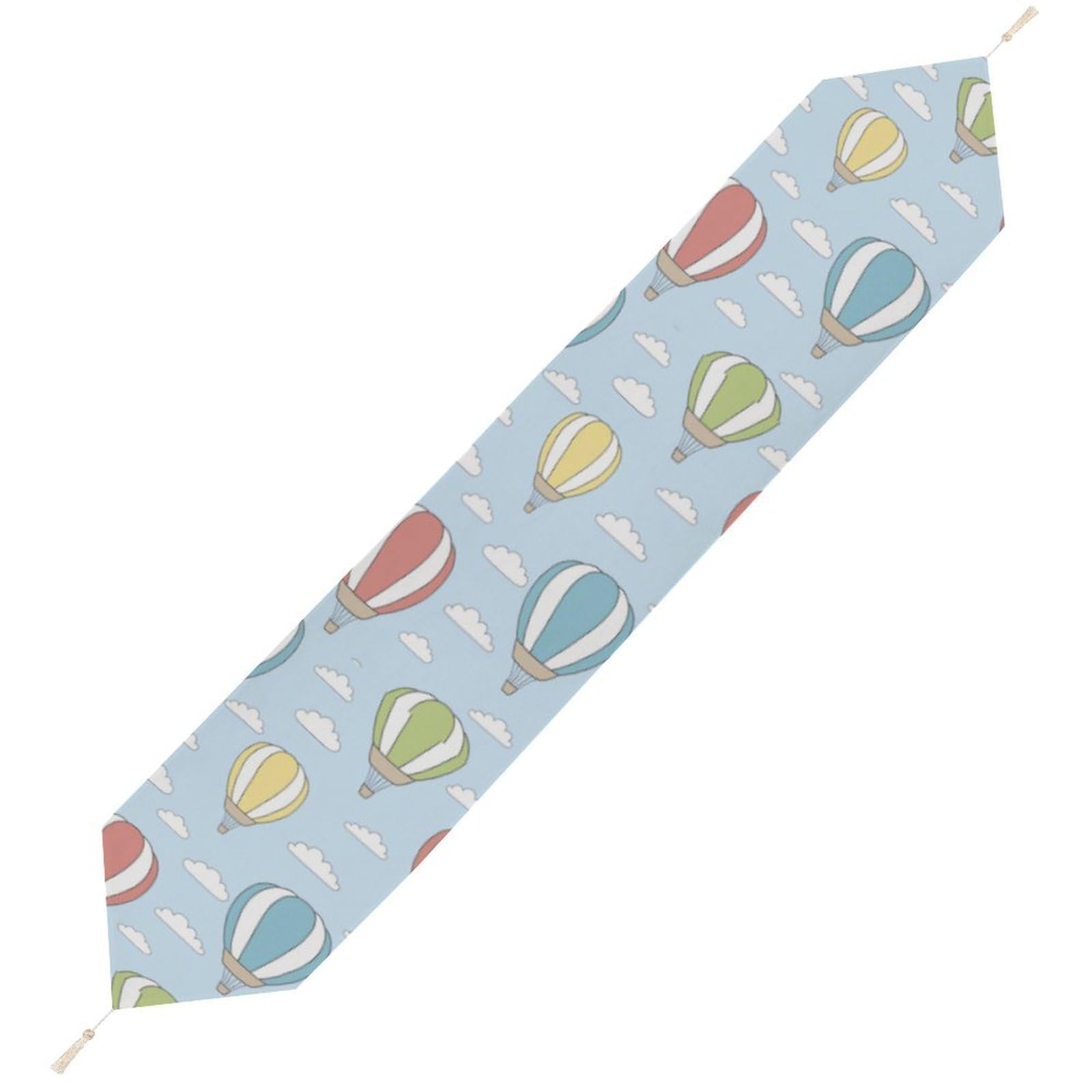JZemdybill 178*33cm Table Runner with Tassel, Colorful Hot Air Balloon Table Runner, Table Decoration for Kitchen, Party, Restaurant