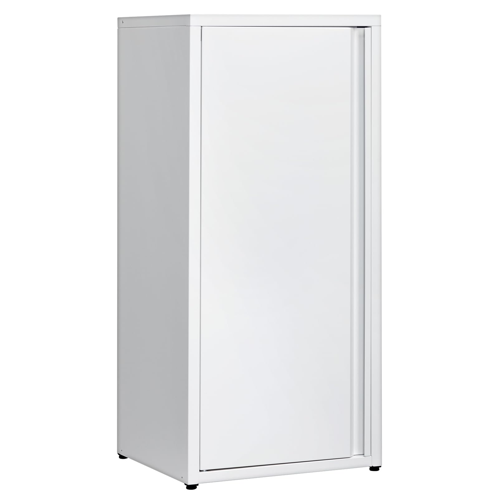 HollyHOME Armoire de rangement en métal avec une porte, meuble de rangement de bureau avec fermeture magnétique, armoires de classement avec étagères réglables pour le salon, blanc
