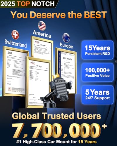 HTU 2025 Best Car Phone Holder【Ultimate 5-in-1 & Upgraded 100+LBS Strongest Suction】【True Military-Grade & Safety Cert】 Windshield Phone Mount, Dashboard Vent Stand for iPhone Android & Truck, Black - Image 3