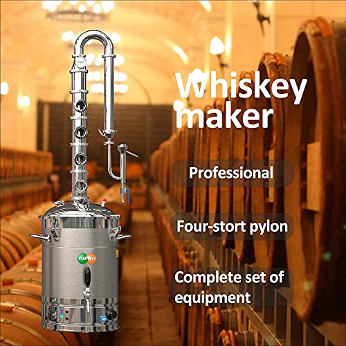 YUEWO 110V Electric 304 Stainless Steel Alcohol Distiller Flute Reflux Column Still with Sight Glasses Wine Making Kit for DIY Whisky Wine Brandy Gin