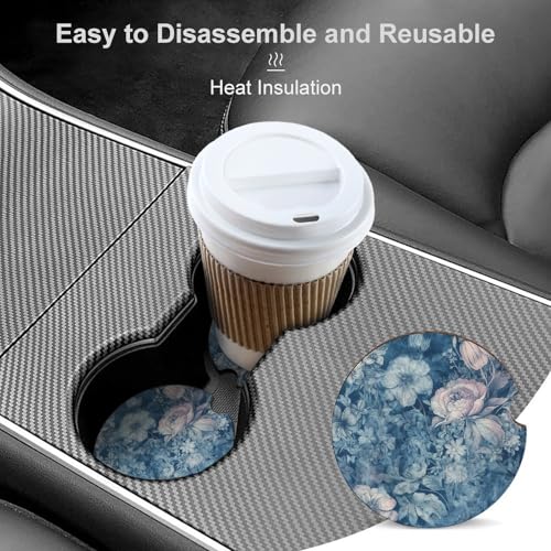Portavasos para Carro con Estampado Flor Azul, 2 Pzs miniatura 4
