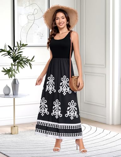 Image of Lacavocor Womens Summer Maxi Dress Tank Top Sleeveless Long Dresses