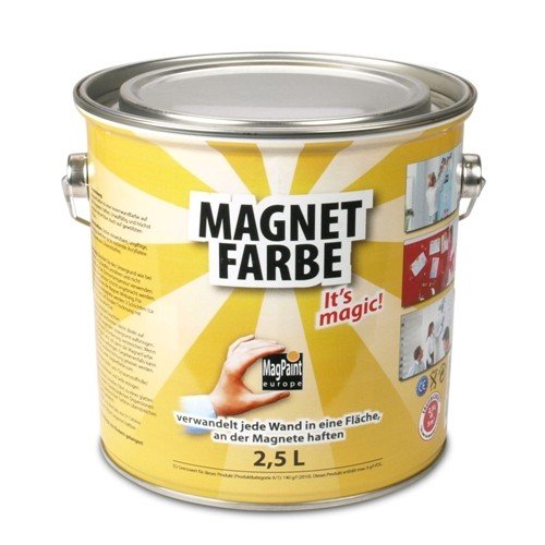 Magnet-Farbe Magpaint, 2500 ml Dose - magnetische Wandfarbe für kinderleichtes Erstellen magnetischer Untergründe in Büro und Zuhause
