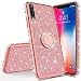 Produktbild Homikon Silikon Hülle Kompatibel mit Samsung Galaxy A70 Überzug TPU Bling Glitzer Strass Diamant Schutzhülle mit 360 Grad Ring Ständer Soft Flex Durchsichtig Silikon Handyhülle Tasche Case - Rose Gold