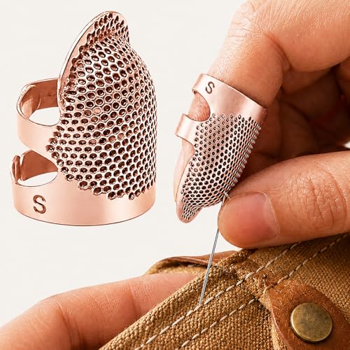 Image of Thimbles for Hand Sewing, Sewing Thimble Kit, Metal Finger Protectors, Thimble Ring for Hand Quilting and Embroidery(Rose Gold,1Pcs,Small)