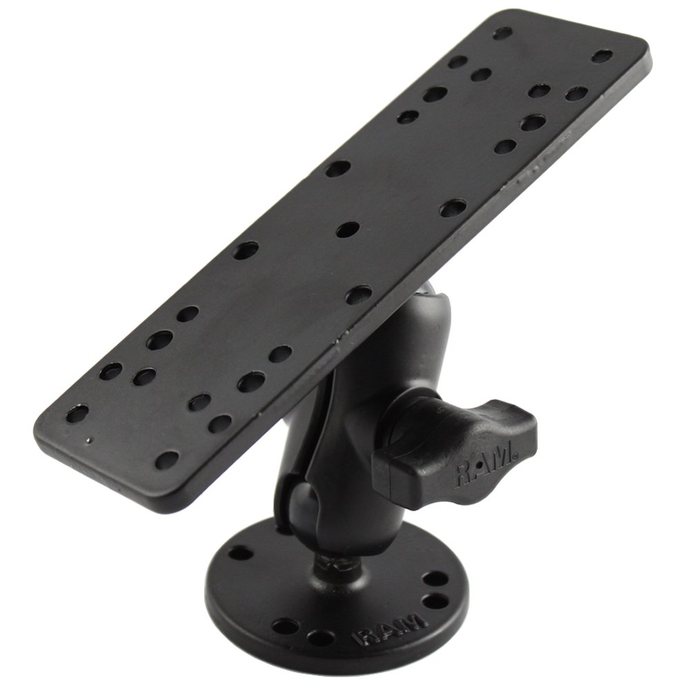 NationalMounts RAM Mounts (RAM-B-111U-A) 1 Diameter Ball Mount With Short Double Socket Arm, 6.25 X 2 Rectangle Base & 2.5 Round Base (Amps Hole Pattern)
