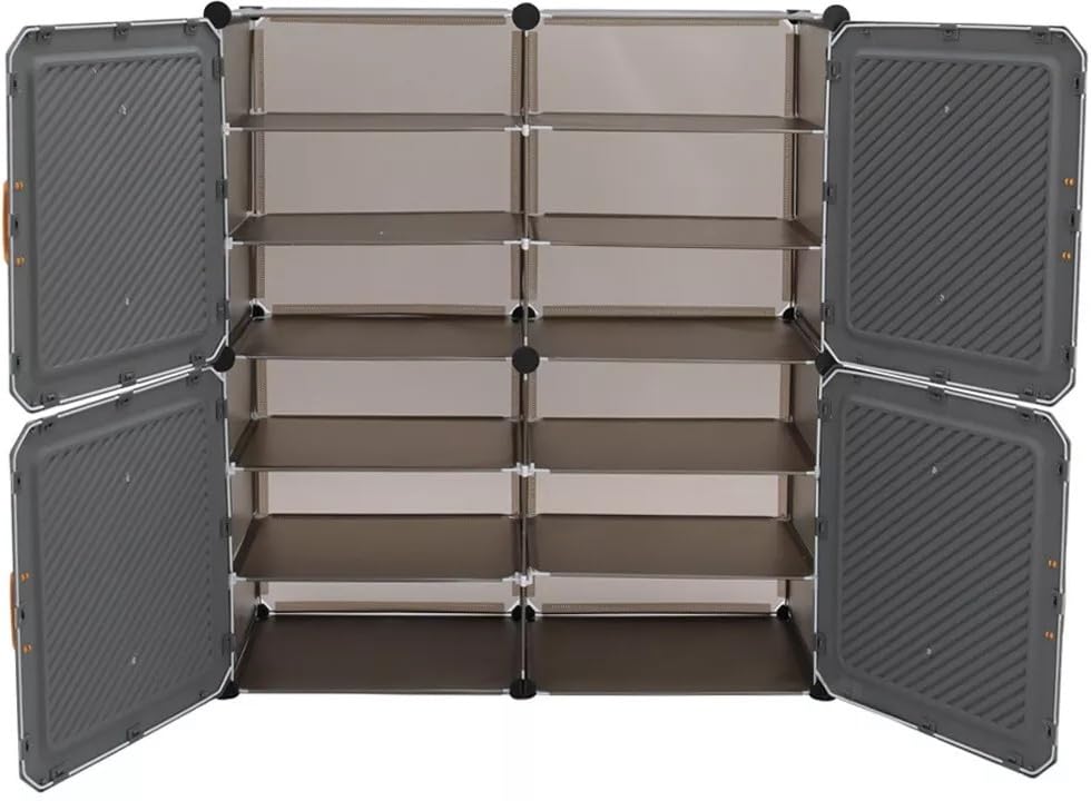 Image of Sunderlook Shoe Rack Plastic for Home- Slipper Stand, Professional Shoe Stand, Chappal Stand, Multipurpose Foldable Standing Comfort Runner Shoe Rack with Door (Grey, 12 Shelf 4 Door)