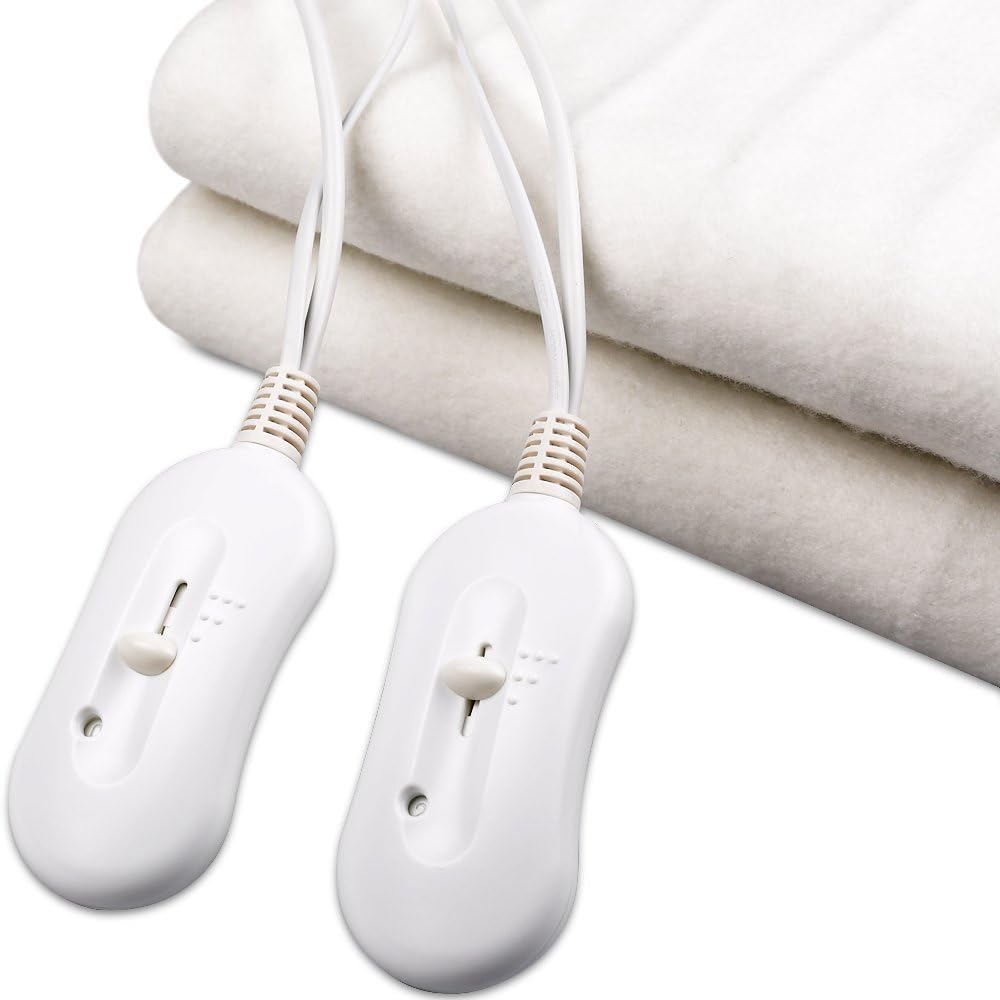 Surmatelas Chauffant Double 160x140 cm, Couverture Chauffante Électrique pour Lit Double, Chauffe Matelas 2 Personnes, 2 Télécommandes, 3 Niveaux Température, Lavable, Chauffage Rapide