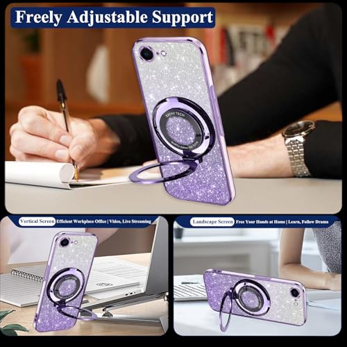 Coque iPhone 16e aimantée violette résolvant le problème de charge sans fil avec support intégré - 5