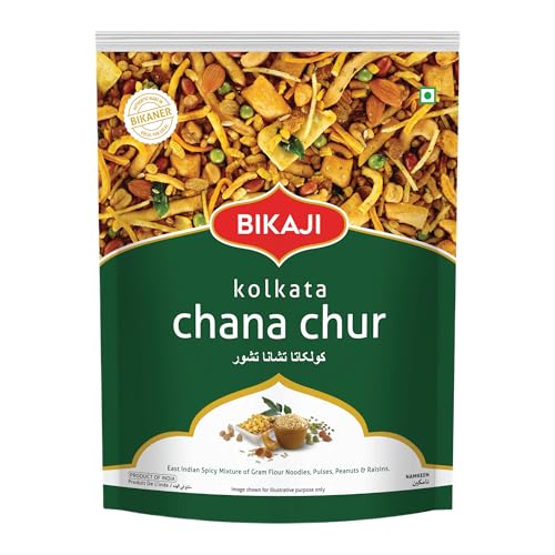 Bikaji Kolkata Chanachur 14.11 Oz (400g) Pack| Ready to Eat Traditional Bengali Flavor Namkeen for Tea Time | Spicy Jhaal Chana Chur Mixture with Crunchy Sev, Peanuts & Spices mix for Party Snack