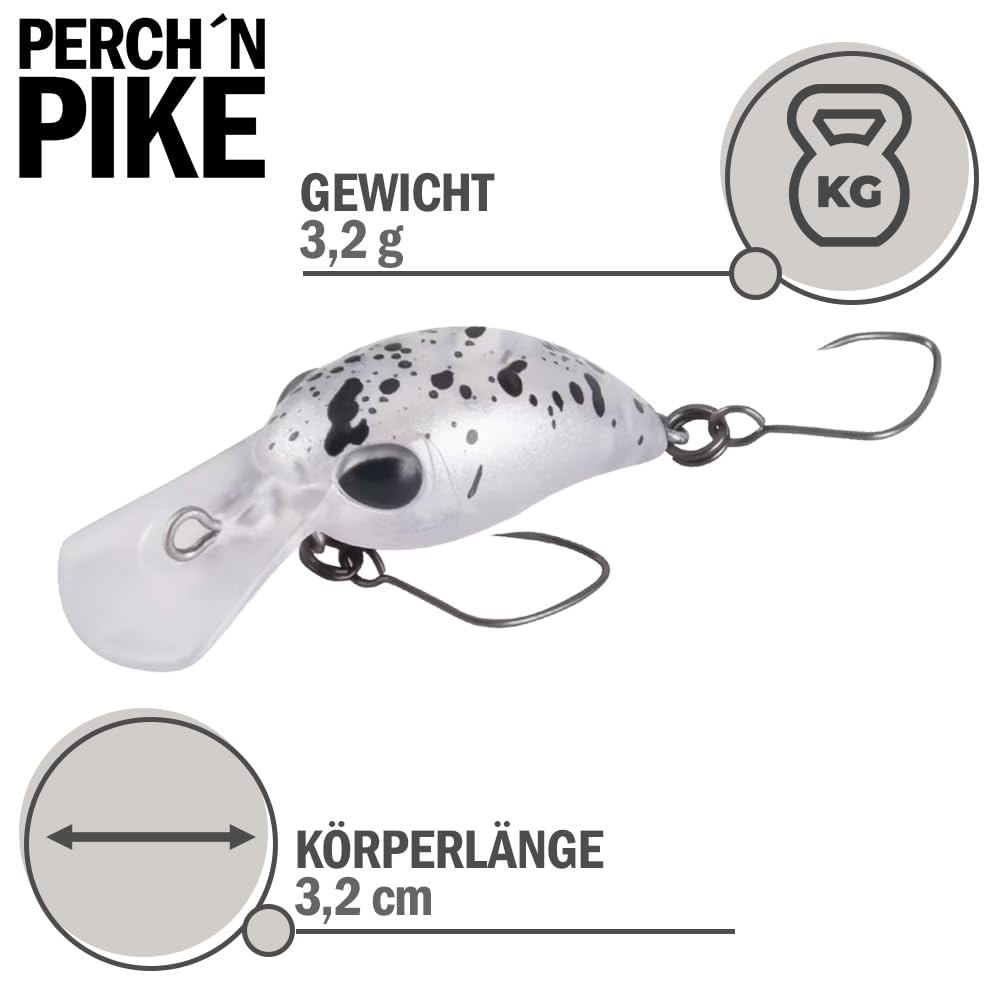5er Forellenköder Set mit Tackle-Box, 3,2cm I 3,2g auftreibende Mini Wobbler, Kunstköder für Forelle und Barsch, Angelzubehör in verschiedenen Dekoren für Raubfischangler - 5
