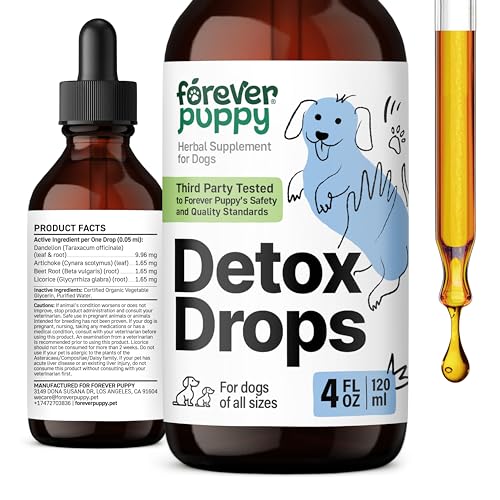 Forever Puppy Detox Drops for Dogs - Dandelion Leaf & Dandelion Root Extract for Liver and Kidney Support - Herbal Detox & Antioxidant Support Supplement for Dogs of All Breeds & Sizes - 4 oz