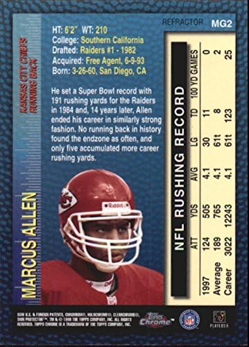 1998 Topps Chrome Football Measures of Greatness Refractor #MG2 Marcus Allen
