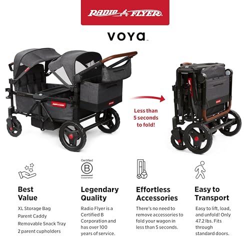 Image of Radio Flyer Voya Quad Stroller Wagon, for Toddlers and Kids 6+ Months
