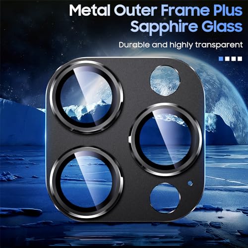 Image of Uyiton for iPhone 13 Pro /iPhone 13 Pro Max Camera Lens Protector, [Strong Adsorption] [Drop Protection] Metal Ring Tempered Glass Rear Camera Screen Cover - Graphite