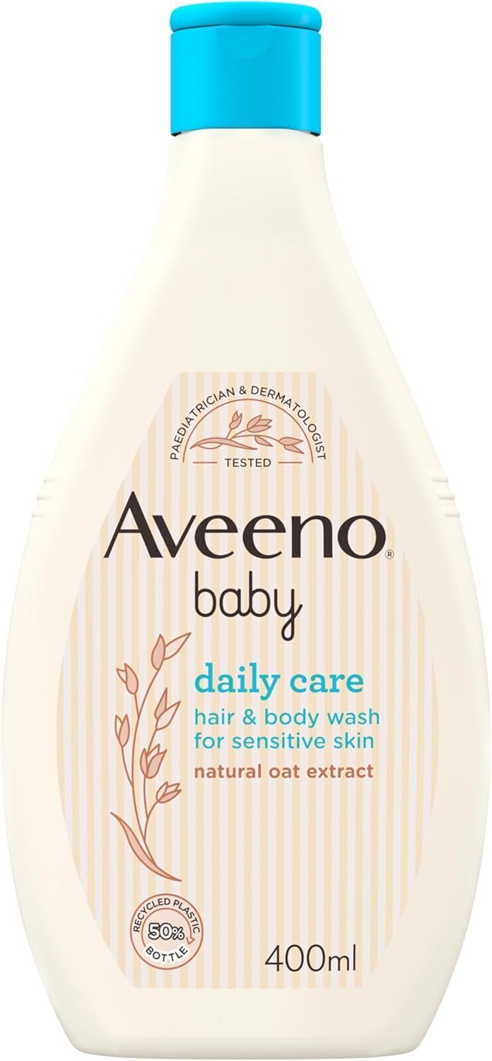 Aveeno BabyDaily Care Hair and Body Wash (1 x 400 ml), Tear-Free Baby Wash with Gentle Fragrance with Collodial Oatmeal, Gently Cleanses and Leaves Skin Feeling Moisturised, For Sensitive Skin