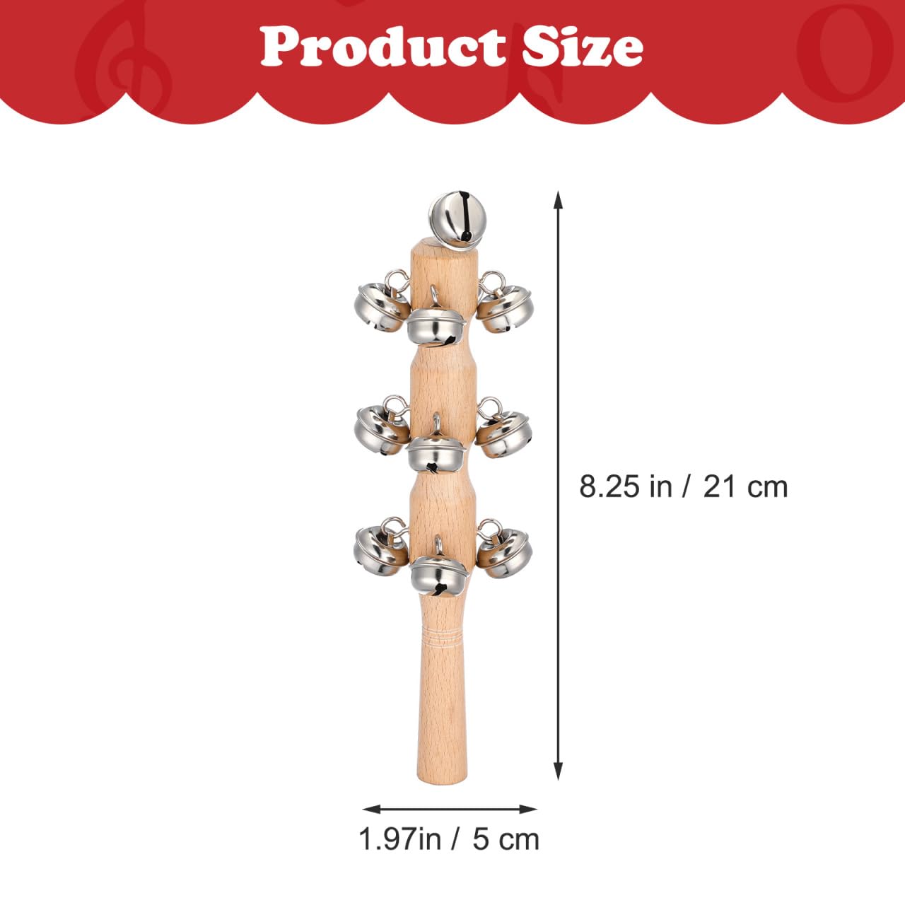 TOYANDONA 10 x Glocken mit Holzgriff für Weihnachten, Rassel, Rassel, Spielzeug für Babys, Kinder, Musikspielzeug, Weihnachtsstrumpffüller