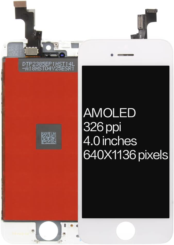 Replacement for iPhone 5s/SE 2016(Not for SE 2020/2022) 4 inch LCD Display Touch Screen Glass Digitizer (Model A1533, A1530, A1528, A1518, A1457, A1453) Assembly with Repair Tool Kits (White)
