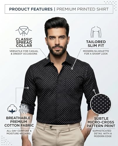 Image of Amazon Brand - INKAST Men's Printed Cotton Shirt | Full Sleeve | Regular Fit | Comfortable Formal Stylish Shirt for Men | Man Shirts for Professional Look