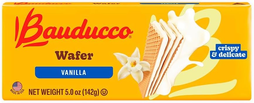 Bauducco Vanilla Wafers - Crispy Wafer Cookies With 3 Delicious, Indulgent, Decadent Layers of Vanilla Flavored Cream - Delicious Sweet Snack or Desert - 5.0 oz (Pack of 1)