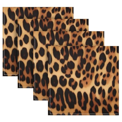 Servilletas de tela cuadradas estampado leopardo 6 unidades miniatura 5