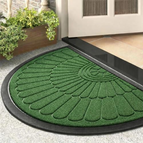 Image of Heavy Duty Front Door Mat 45 x 75 cm, Outdoor Indoor Welcome Mat, Non Slip Dirt Trapper Entrance Rug for Entryway, Patio & Porch,Washable Low Profile Foot Mat (Green D Mat)