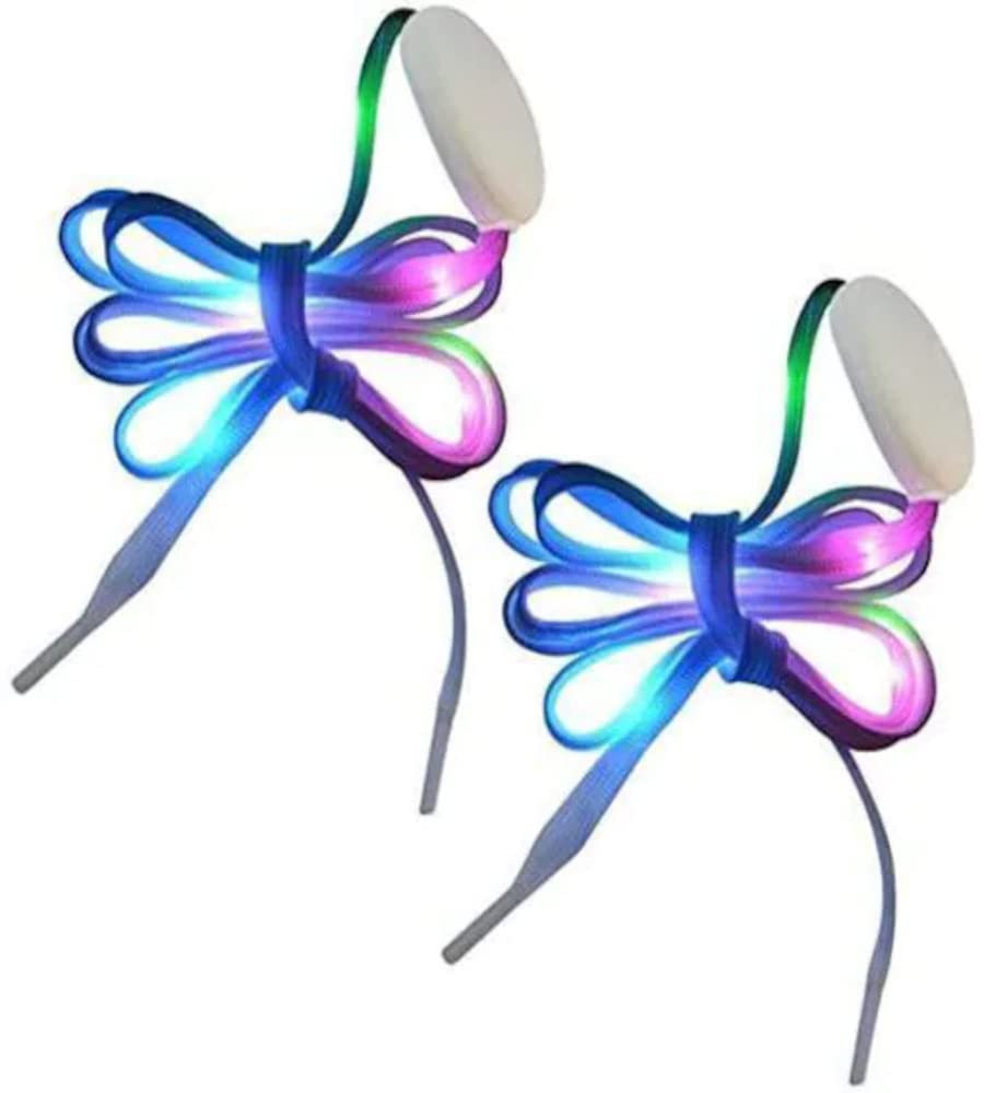 showkah1 Pair LED Shoe Lace Light 4 Multicolor Shoelace LED Light with 3 Modes Flashing Shoestrings Light For Party, Running, Skating, Cycling Night Light