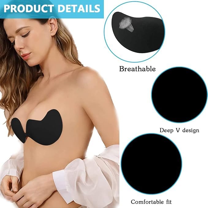 Image of Brachy Sticky Strapless Adhesive Bra Bra Reusable Self Adhesive Backless Bra Invisible Sticky Push up Silicone Bra for Women.
