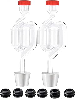 Zazolyne Airlock 2 Pack Transparent Brewing Airlocks Fermenting Twin Bubble Airlock with 2pcs # Stoppers 6pcs Grommets