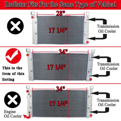 Ozcoolingparts 3 Row Aluminum Cu2370 Radiator + 2 X 12" Fan W/Shroud + Thermostat/Relay For 1999-2013 00 01 02 10 11 12 Chevy Tahoe/Silverado 1500 2500/Gmc Yukon, V8 (3 Row Radiator) #TOP2