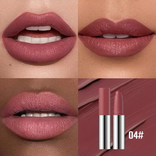 Image of Deep Rosewood Matte Lipstick Crayon - Waterproof Long Lasting Lip Liner Pencil, High Pigment Creamy Velvet Lipstick, Non-Drying Lip Color for Women, 04#