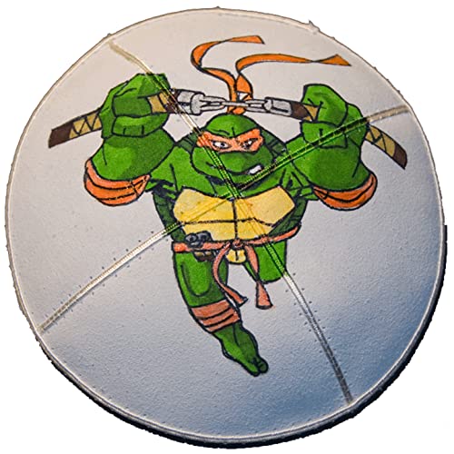 Hand-painted Kippah (Yarmulke) with a Green Martial Arts Turtle