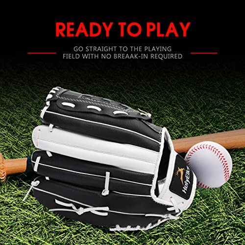 Baseball Glove,Baseball Softball Mitt With Ball,Ergonomic Design - Comfortable And Durable Baseball Mitt For Kids Youth Adults Training And Beginner (Black White, 11.5 Inches, Left Hand Throw) #TOP4