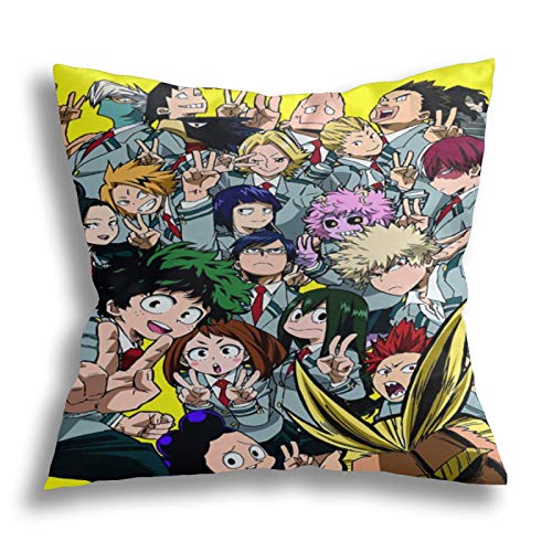 My Hero Academia Pillowcase, Anime Pillow Cover, Anime Pillowcase for Home Room Couch Sofa Bed, Anime Decorative Hug Pillowcase (18x18 Inch)