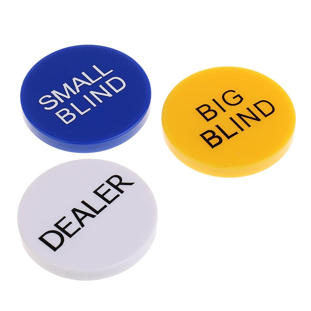 CALANDIS® Set of Small Blind+Big Blind+Dealer Button for Poker Card Casino Game Accessory