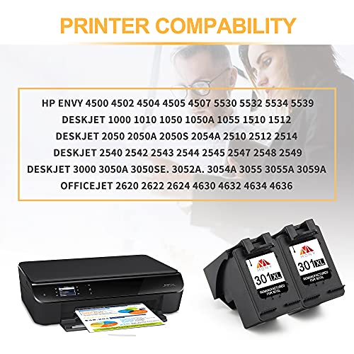 Mony-Remanufacturado-Cartuchos-de-Tinta-Reemplazo-para-HP-301-XL-301XL-2-Negro-Compatible-con-HP-Deskjet-2540-1510-3050-2050-1512-1050-Envy-4500-5530-4502-Officejet-4630-2620-Impresoras