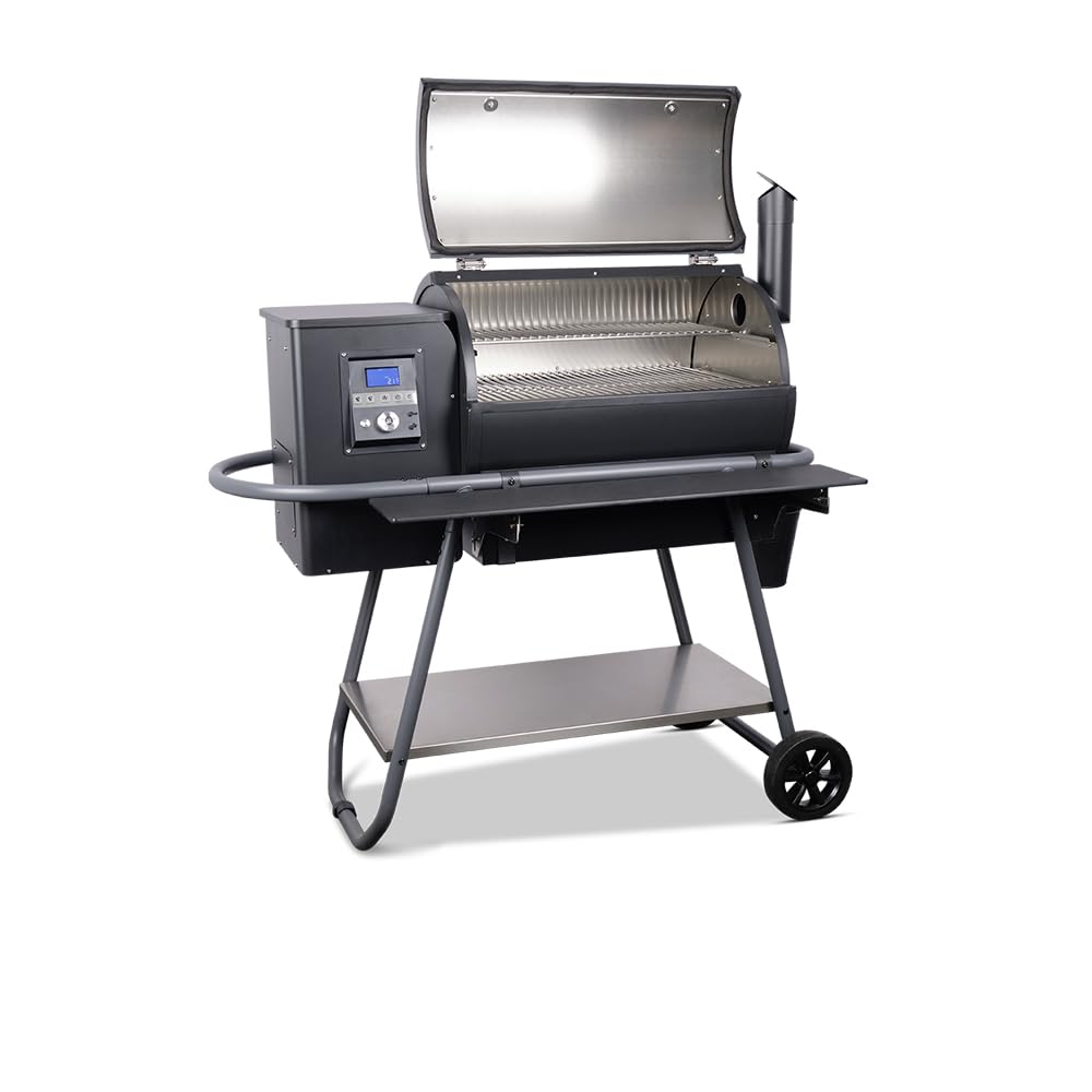 MOESTA-BBQ 19883 Sheriff Pelletgrill - Modell 2024, 2 Grillroste, Zündsystem, 144W, 240V, 310°C - Ablagebrett schwarz