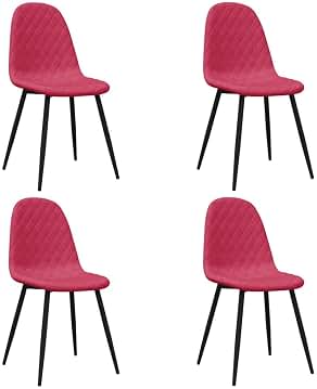 vidaXL Sillas de Comedor 4 uds, Sillas de Cocina con Respaldo, Asientos Auxiliares de Oficina, Juego de Sillas para Salón, Terciopelo Rojo Tinto