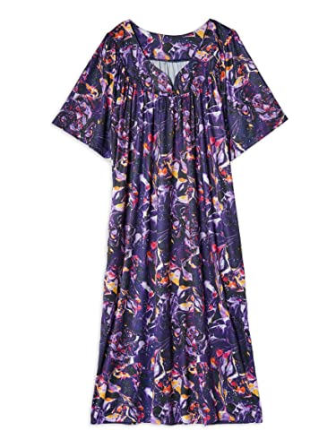 Image of AmeriMark Casual Women's Patio Muumuu House Dress Loose Comfortable Short Sleeve Sun Dress Lounger Gown Sleepwear for Ladies