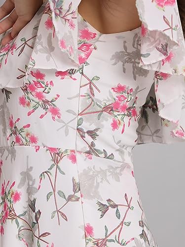 Image of HELLO DESIGN Women Off-Shoulder Floral Printed Georgette A-line Maxi Dress