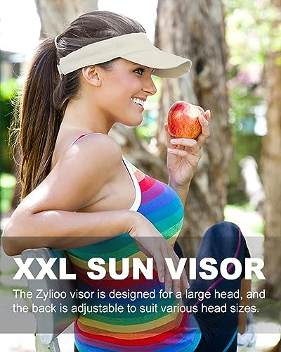 Image of Zylioo XXL Oversize Visor Hat,Large Athletic Cotton Sports Visor,Adjustable Small Solid Color Sun Cap