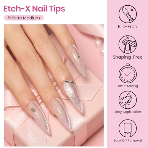 Image of Beetles Gel Nail Tips Etch-X- Stiletto Medium, 384pcs 12 Sizes