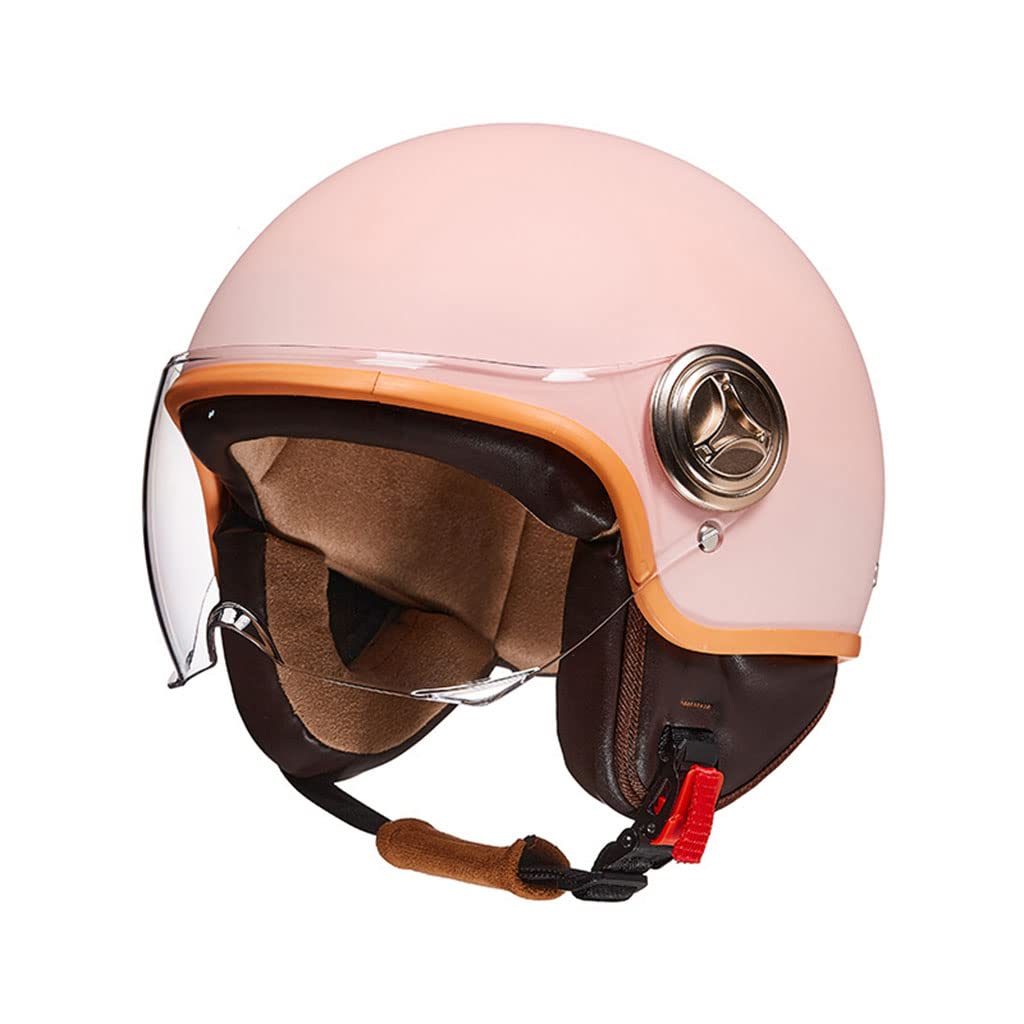 Vespa Open Face Motorcycle Helmet, Men Women 3/4 Motorcycle Half Helmet with Visor, Light Breathable Quick Buckle Half Helmet for Moped Cruiser Bobber and Chopper, DOT Approved