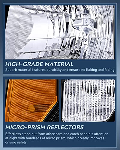 Image of Nilight 2009 2010 2011 2012 2013 2014 F150 Headlight Assembly Black Housing Amber Corner Clear Lens Driver and Passenger Side Headlamp Replacement 2 Pack