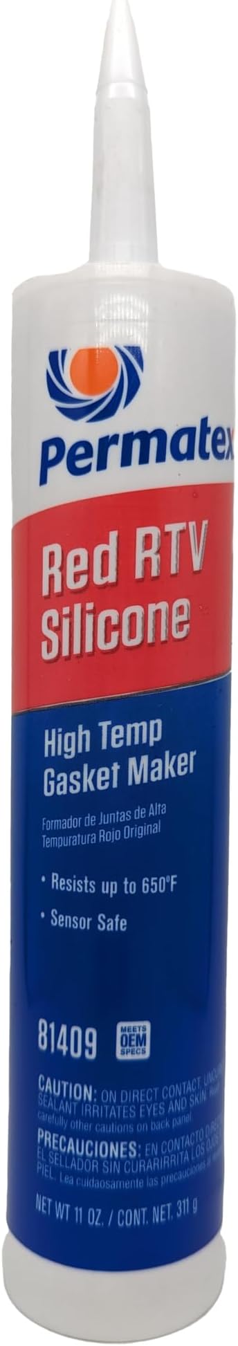 Permatex 81409 High-Temp Red RTV Silicone Gasket, 11 oz.